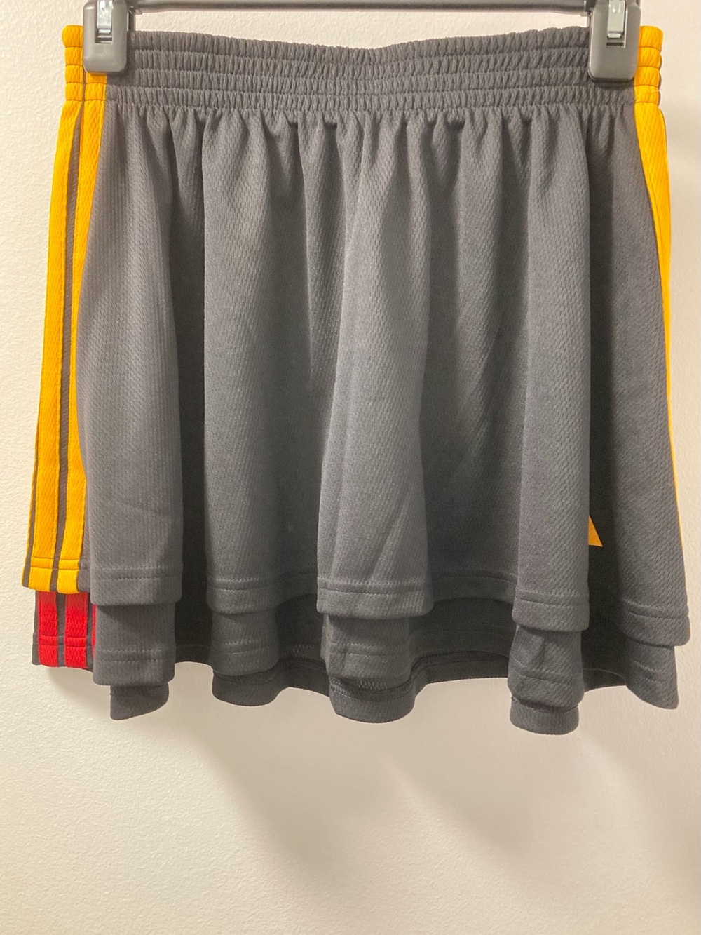 NWT Adidas Heritage Layered Pleated Skirt Black Gold Red XS